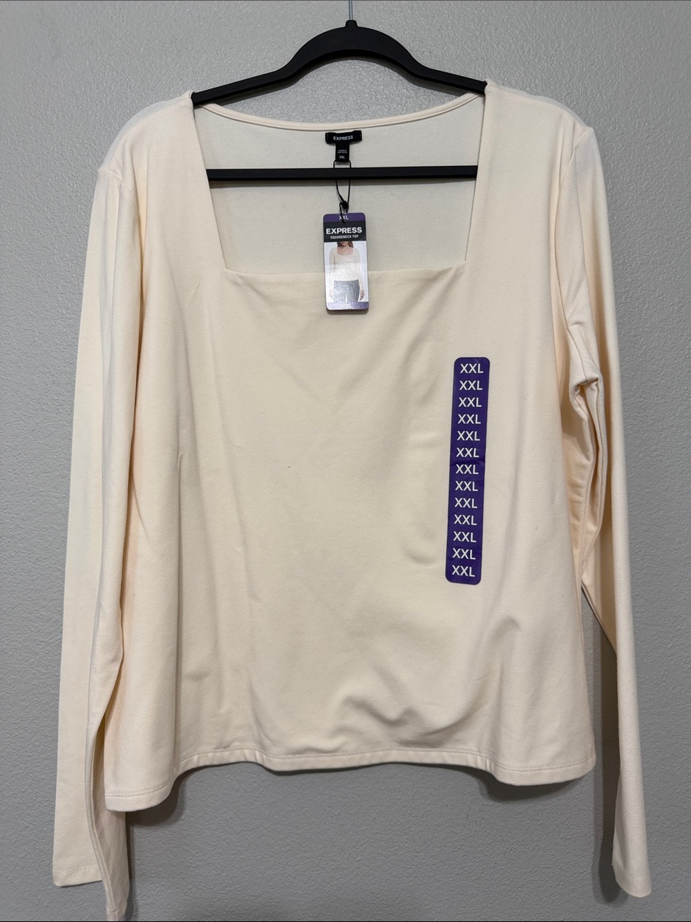 Express Cream Square-Neck Long Sleeve Tee - XXL